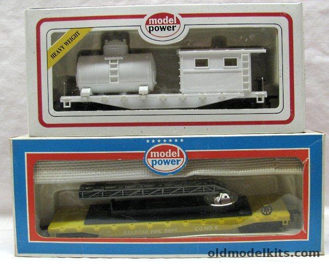 Model Power HO Two Models - Flat Car with Extending Ladder - 40' Work Caboose - HO Scale, 9802 8180 plastic model kit